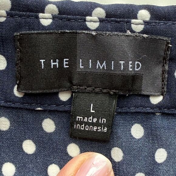 The Limited Polka Dot Long Sleeve Button Down Shirt Blue White Size Large - Picture 5 of 9